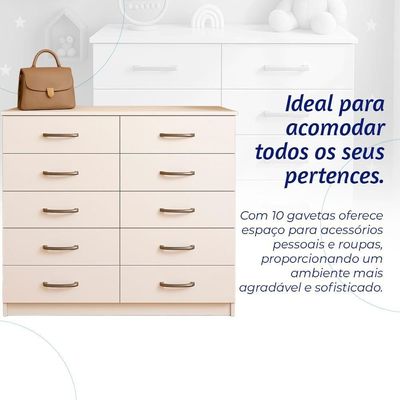 Cômoda Marbela 10 Gavetas Infantil Branco