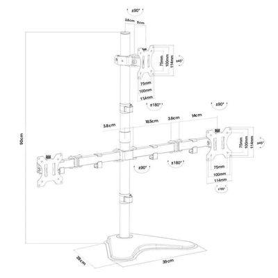 Suporte Para 3 Monitores 15 A 32 Ajuste De Altura E Convergência Ctm33n
