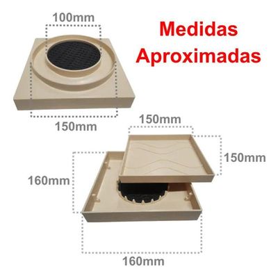 Kit 2 Ralo Oculto 15x15 Invisivel Para Piso Porcelanato Bege