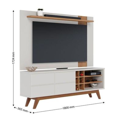 Rack Bancada Noronha 1.8 E Painel Para Tv Extensivo Leme Off White Matte Freijó – Colibri