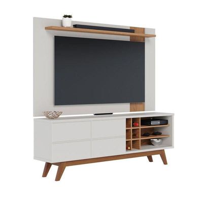 Rack Bancada Ambiente Noronha 1.8 E Painel Para Tv Extensivo Leme Off White Matte Freijó – Colibri