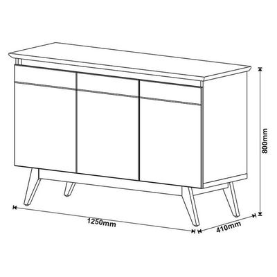 Aparador Para Sala Buffet Ambiente Classic 3 Portas Com Gaveta Off White Nature - Imcal