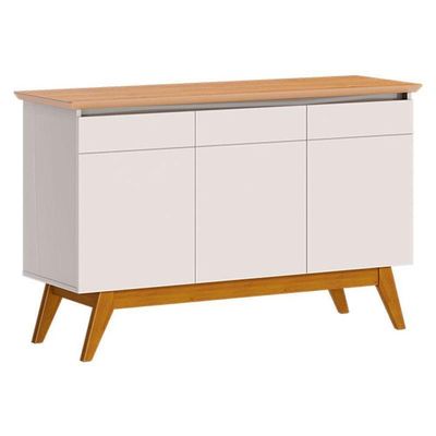 Aparador Para Sala Buffet Ambiente Classic 3 Portas Com Gaveta Off White Nature - Imcal