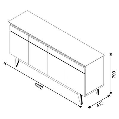 Aparador Para Sala Buffet Classic 1.6 Com Gaveta Off White Nature - Imcal