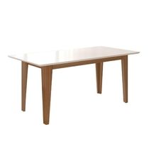 Mesa Para Sala De Jantar 160Cm Retangular Tampo Chanfrado Liz Poliman Carvalho Com Off White
