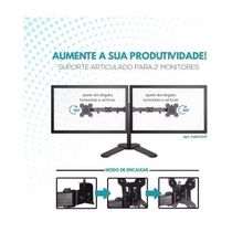Suporte Duplo Monitor E Tv De Mesa Articulado 2 Monitores Completo Luxo