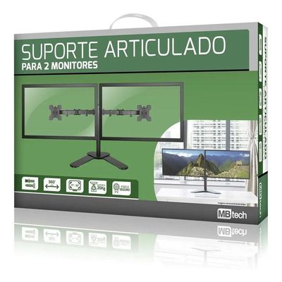 Suporte Duplo Monitor E Tv De Mesa Articulado 2 Monitores Completo Luxo