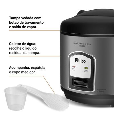 Panela de Arroz Elétrica Philco 5 Xícaras 1,6L PPAE01 220V