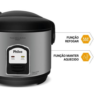 Panela de Arroz Elétrica Philco 5 Xícaras 1,6L PPAE01 220V