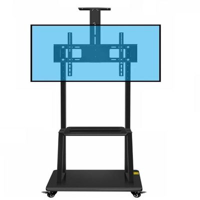 Suporte Para Tv Pedestal Com Prateleira Rodinhas
