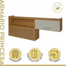 Armário Aéreo 2 Portas 1 Nicho 100% Mdf Princesa Nesher Móveis Freijó/off White