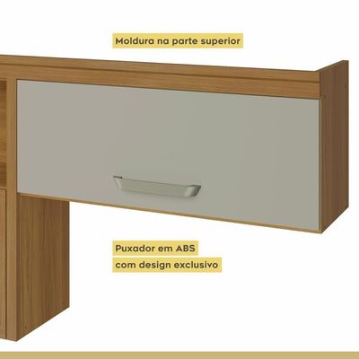 Armário Aéreo 2 Portas 1 Nicho 100% Mdf Princesa Nesher Móveis Freijó/off White
