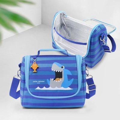 Kit Lancheira Térmica Infantil E Pote P/ Lanche Com Garrafa 550ml Azul