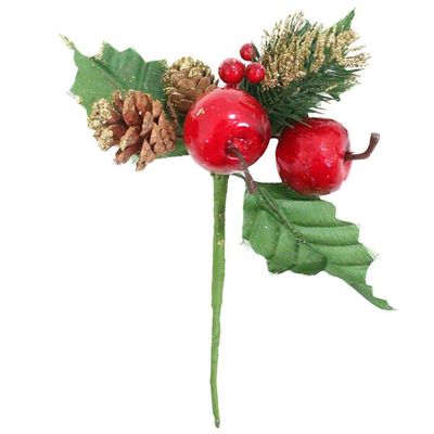 1 Ramo Maçã Decoração De Natal Artificial 18cm