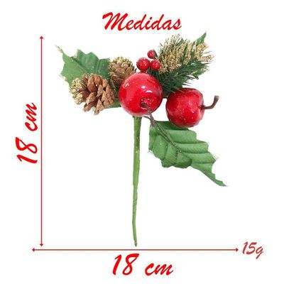 1 Ramo Maçã Decoração De Natal Artificial 18cm