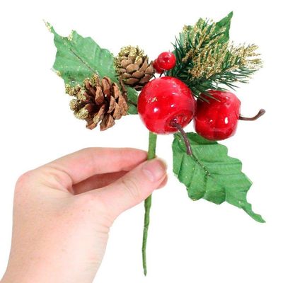 1 Ramo Maçã Decoração De Natal Artificial 18cm