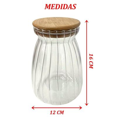 Kit 6 Pote Hermético 1litro Com Tampa Bambu Recipiente Vidro