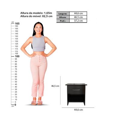 Mesa De Cabeceira Ditália 1 Gaveta DM-127 Preto