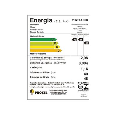 Ventilador De Coluna Philco 6 Pás 175W PVC41A 220V