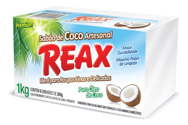 Sabão De Coco Natural Premium Roupa Delicadas Reax 1kg