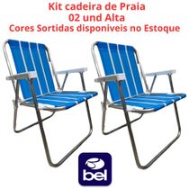 17523469233763 Cadeira De Praia Alta Fixa Bel Em Alumínio Sortidas Kit 02 U