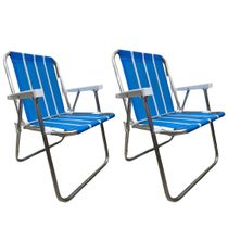 17523469233763 Cadeira De Praia Alta Fixa Bel Em Alumínio Sortidas Kit 02 U