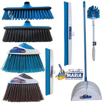 Kit Santa Maria Vassoura Rodo Escovão Lavatina Pa Sem Cabo