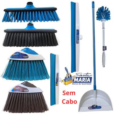 Kit Santa Maria Vassoura Rodo Escovão Lavatina Pa Sem Cabo