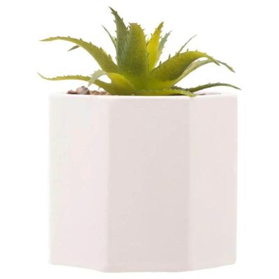 Cachepot De Cimento Com Suculenta 7,5x9,5cm Wolff Geométrico Decoração Artificial