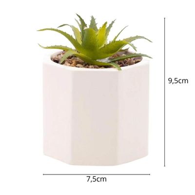 Cachepot De Cimento Com Suculenta 7,5x9,5cm Wolff Geométrico Decoração Artificial
