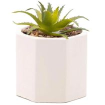 17527559065467 Cachepot De Cimento Com Suculenta 7,5x9,5cm Wolff Geométrico Decoração Artificial
