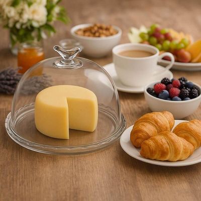 Queijeira Bird 20cm Com Tampa Cristal Wolff Elegante Mesa Posta Servir Café da Manhã