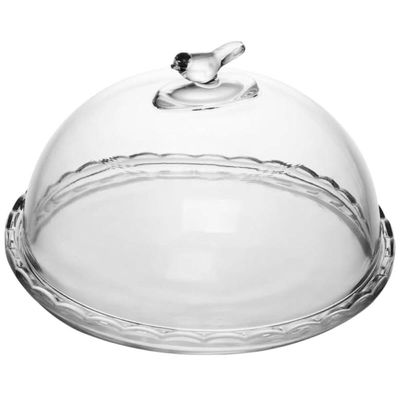 Queijeira Bird 20cm Com Tampa Cristal Wolff Elegante Mesa Posta Servir Café da Manhã