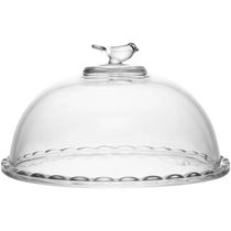 Queijeira Bird 20cm Com Tampa Cristal Wolff Elegante Mesa Posta Servir Café da Manhã
