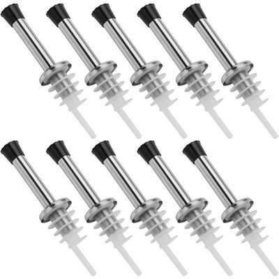 Kit 10 Bicos Dosador Azeite Inox 2x9,5cm Tampa Plástica Garrafa Vinagre Weck