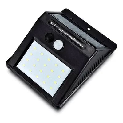 Luminária Parede Solar 30 Leds Sensor Movimento Luz| à prova d’água.- Preto