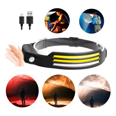 Lanterna de Cabeça LED Recarregável com 4 Modos de Iluminação - Lanterna Tática de Cabeça USB