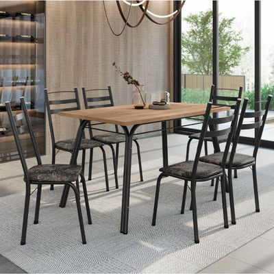 Conjunto De Mesa Sala De Jantar Com 6 Cadeiras Tubular