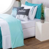 Kit Edredom Linho Colorful Solteiro Cor:verde
