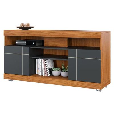 Rack Bancada Yara E Painel Para Tv Maia Noce Milano Preto Acetinado – Colibri
