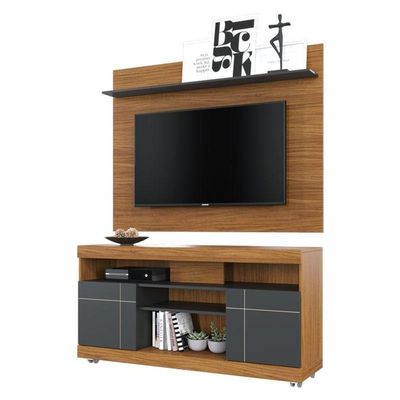 Rack Bancada Yara E Painel Para Tv Maia Noce Milano Preto Acetinado – Colibri