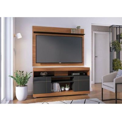 Rack Bancada Yara E Painel Para Tv Maia Noce Milano Preto Acetinado – Colibri