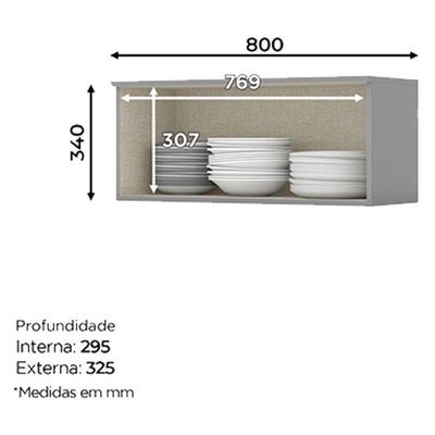 Armário Aéreo 1 Porta Basculante 80 Cm Americana Cinza – Henn