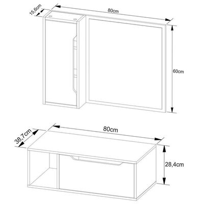 Kit Gabinete E Espelheira De Banheiro 80 Cm Com Cuba Karina Branco
