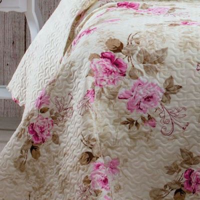 Kit Cobre Leito Colcha Mix Queen Estampado Dupla Face Floral 3 Peças - Diana
