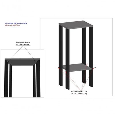 Mesa Alta Mesa De Canto Mesa De Apoio Mesa De Bebedouro Mesa Lateral Preto E Cinza
