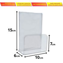 Kit 20 Porta Guardanapos Com Expositor A6 T Acrílico Ps Cristal Mesa