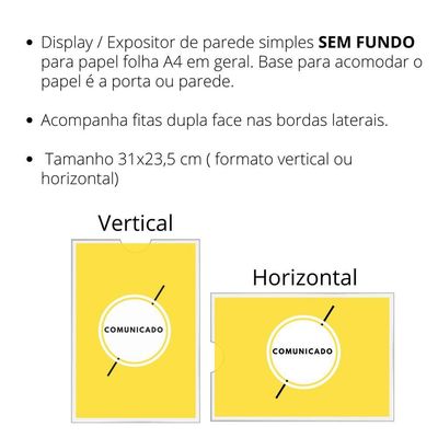 Display Parede Folha A4 Petg Cristal Quadro Aviso Kit 20 Pçs