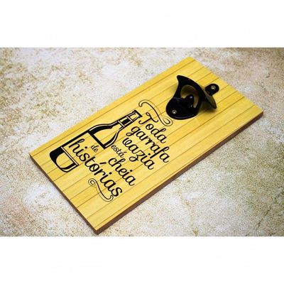 Abridor Garrafas Parede Frase Histórias Mdf C/ Imã 25x13 Cm