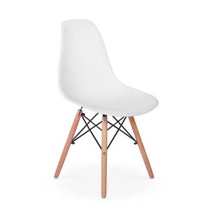 Conjunto De Mesa De Jantar Eames Eiffel Redonda 110cm Tampo De Madeira Preto Com 6 Cadeiras Brancas